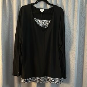 Avenue Black and White Layered Blouse